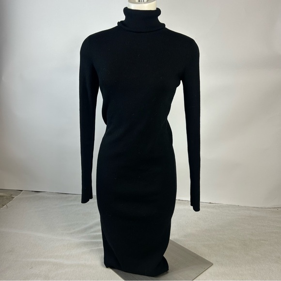 Missguided Black Turtleneck Midi Stretch Sweater Dress Size 12 L - Picture 1 of 7